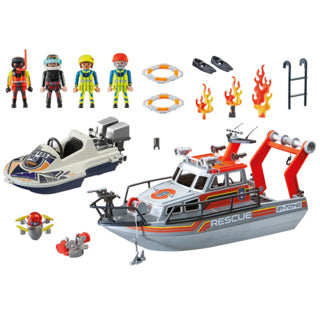 PlayMobil 70140 Rescate en el mar: misión de lucha contra incendios con crucero de rescate