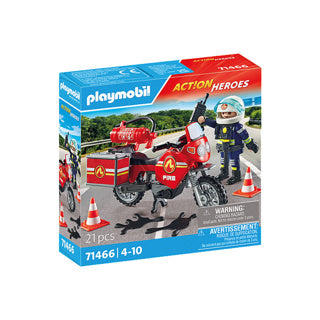 Brigada de bomberos de PlayMobil Action Heroes en el sitio del accidente 71466