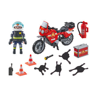 Brigada de bomberos de PlayMobil Action Heroes en el sitio del accidente 71466
