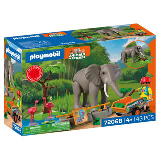 Playmobil animali amici elefante con guardiano dello zoo | set giocattolo zoo con 4 animali e accessori per recinto | per bambini dai 4 anni | 72068