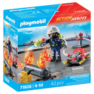 Playmobil 71826 pompiere con pompa dell'acqua