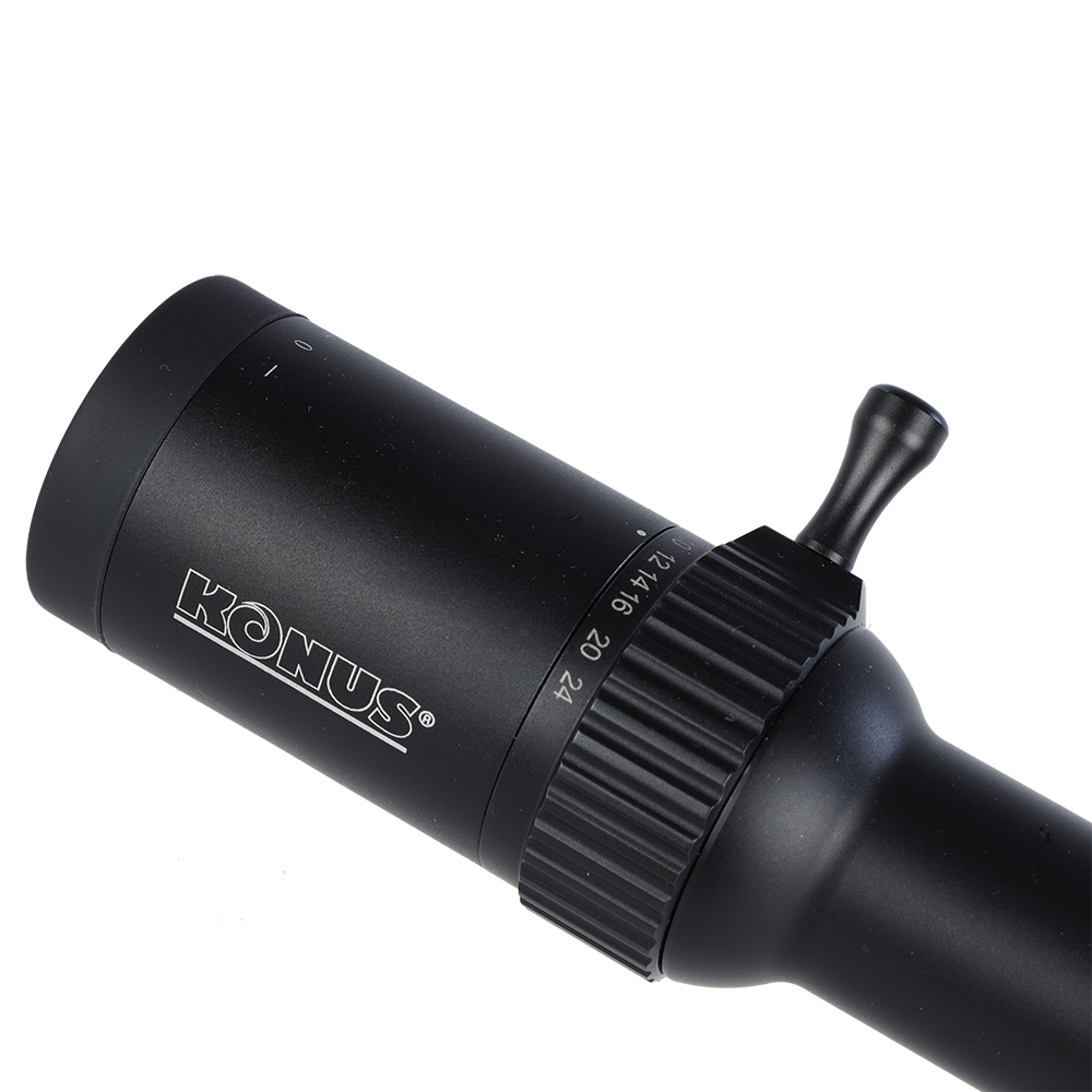 Gloria del alcance del rifle Konus 3-24x56 SFP, Fine (Moa)