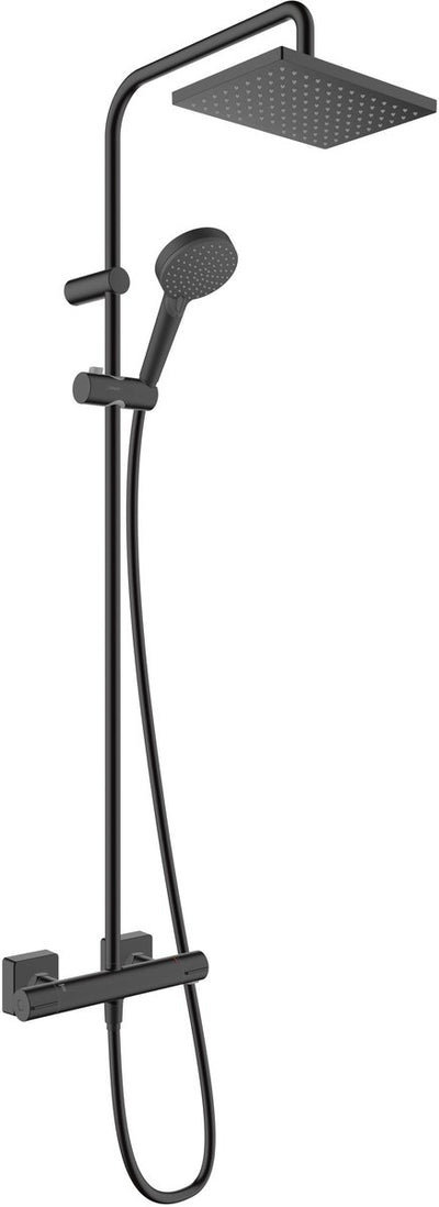 Forma de barniz Hansgrohe - tubo de ducha - tamaño 230 mm - 1 función de chorro - negro mate - con termostato
