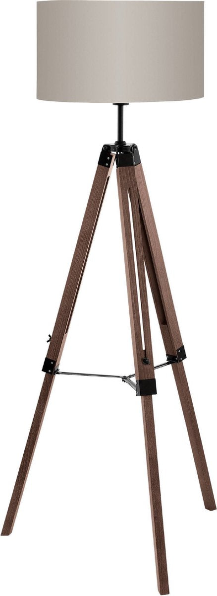 Lámpara de pie Eglo lantada - e27(excl.) - 143 cm - madera - trípode - marrón, topo - madera FSC