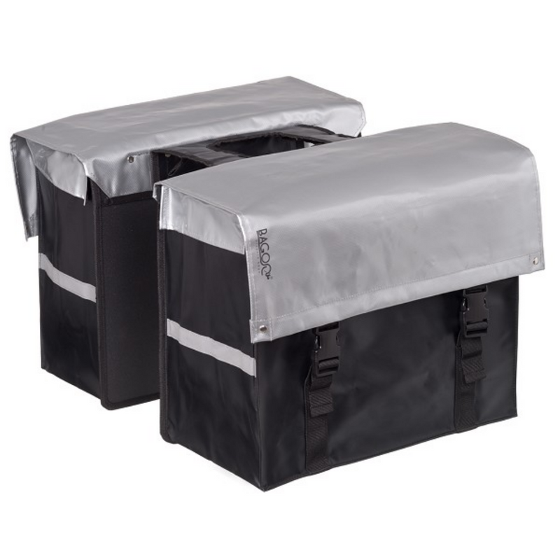 Bagoo Doppio sacchetto per biciclette bisonyl 58 litri argento nero