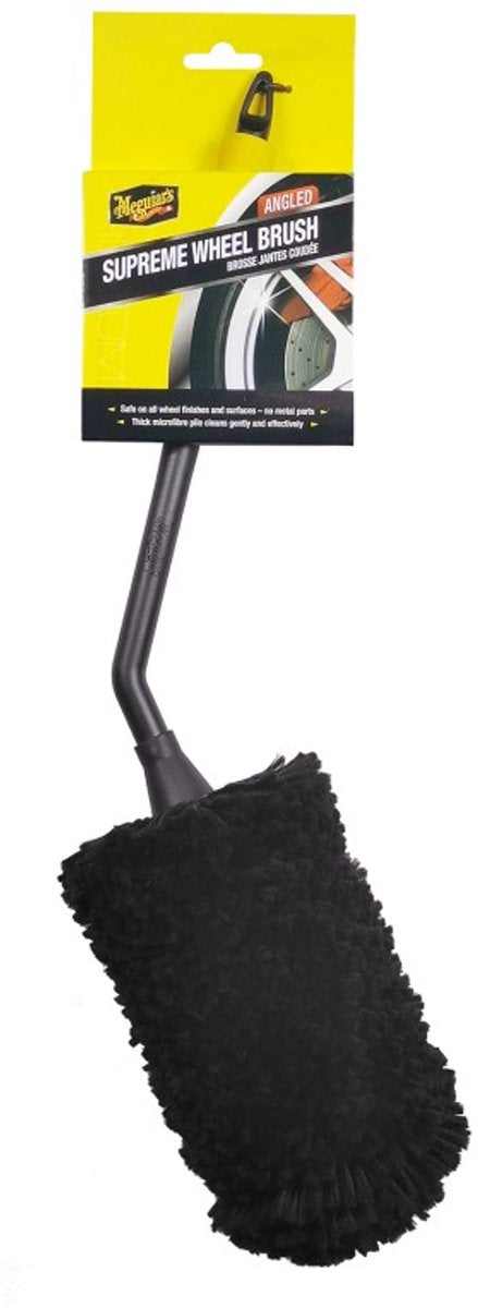 Meguiar's meguiar’s supreme angled wheel brush medium – 35cm – gebogen wheel brush voor velgen remklauwen – extra zachte microvezelkop – auto detailing accessoire