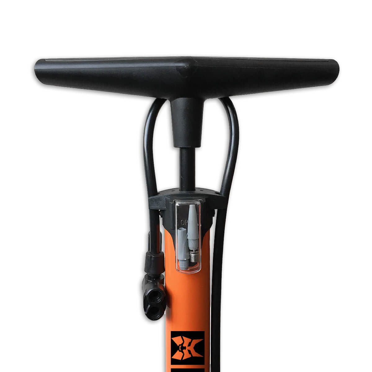 Pompa per biciclette con manometro a 6 bar arancione