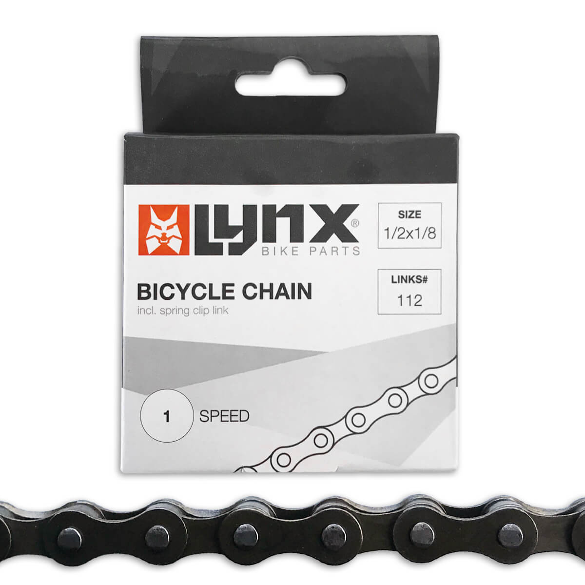 Cadena de bicicletas Lynx - Collar estándar, 112 enlaces, 1 2 x 1 8, gris