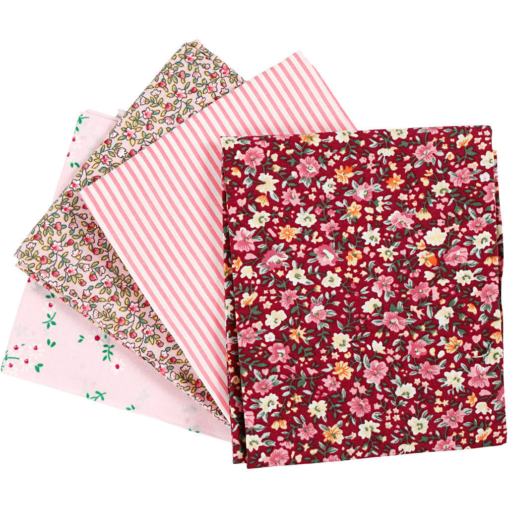 Creativ company patchwork stof roze 45x55cm, 4st.