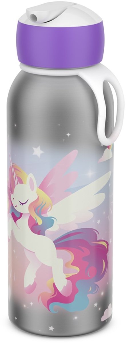 Borraccia termica Mepal flip-up campus - 350 ml - 12 ore fredde 4 ore calde - borraccia con cannuccia per bambini - unicorno luminoso