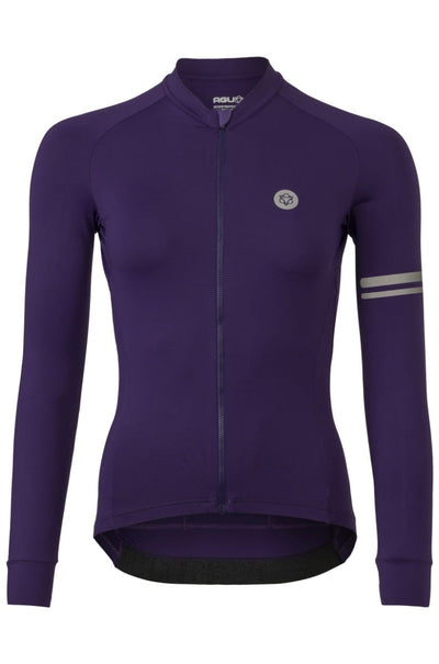 Maillot ciclista liso manga larga performance violeta mujer