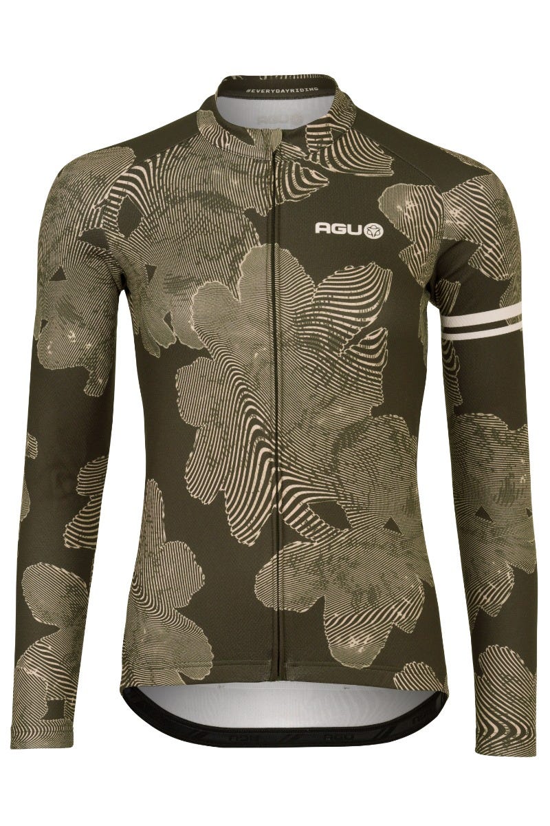 Camisa ciclista de rayas flores manga larga esencial mujer