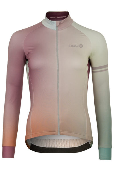 Maglia da ciclismo sfumata a maniche lunghe da donna