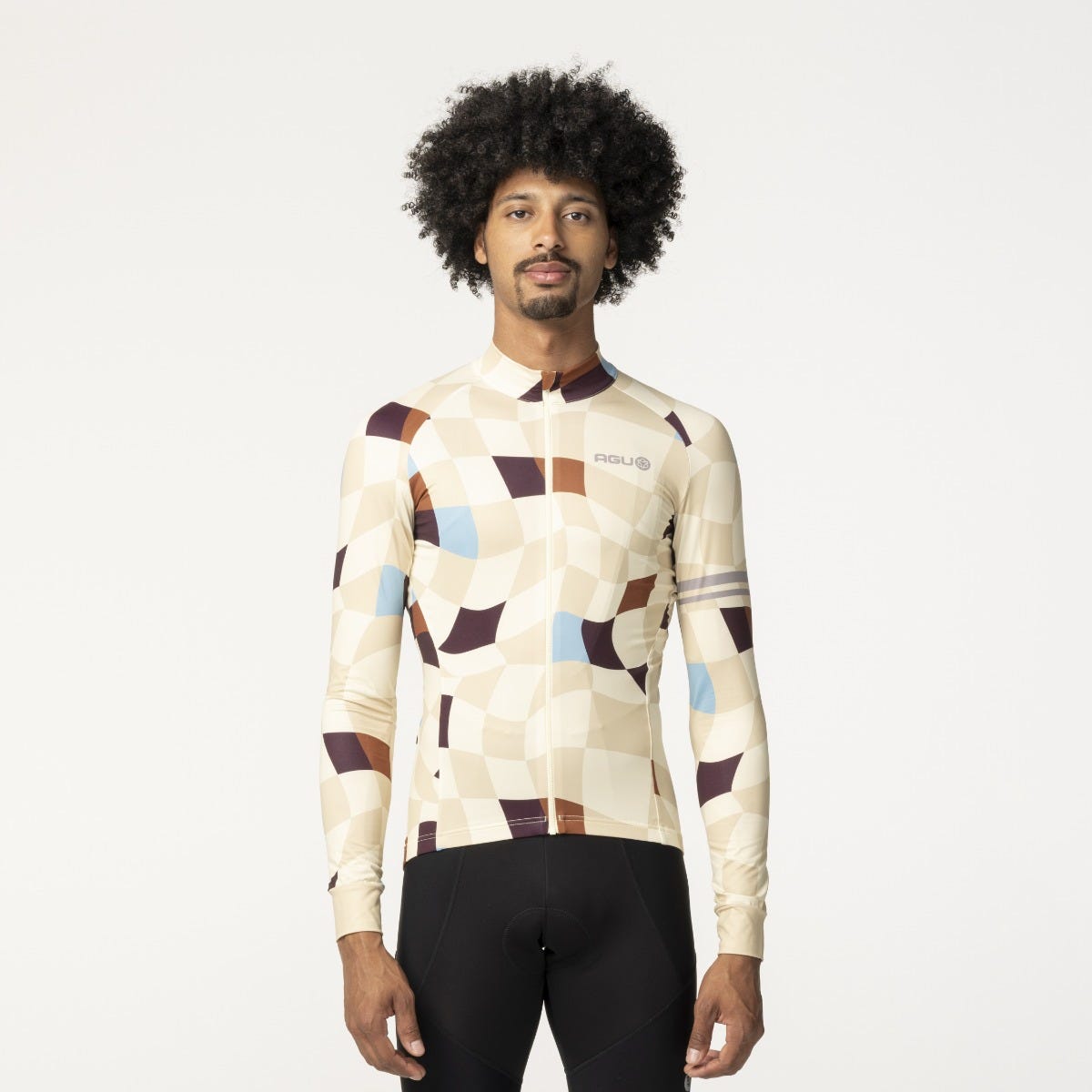 Camiseta ciclista cuadrada manga larga performance hombre