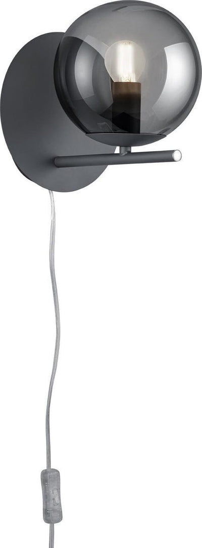 Trio pure - lampada da parete - antracite - escl. 1x e14 28w - vetro color fumè