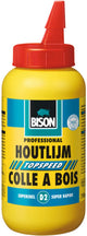 Pegamento para madera Bison express: pegamento para madera extrafuerte, resistente a la humedad, d2, sin disolventes, dispensable, transparente, botella de 750 g, más fuerte que la madera, se puede pintar encima,