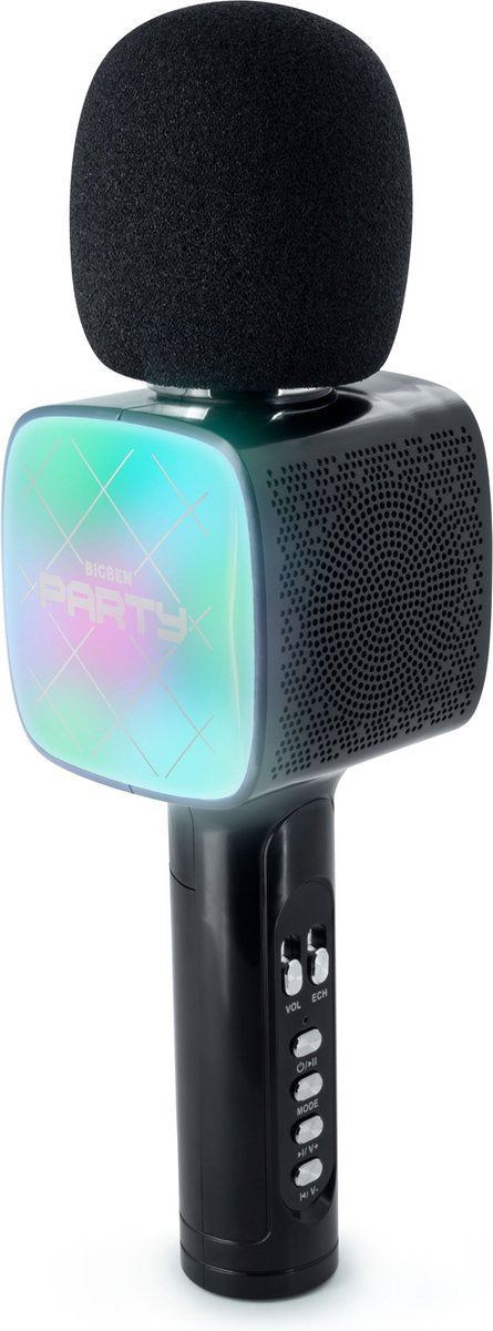 Microfono karaoke per feste Bigben per bambini - con LED + Bluetooth - nero
