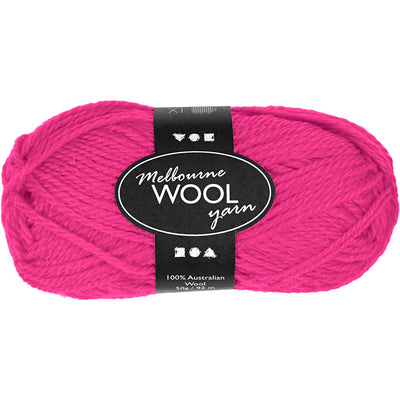 Filato di lana melbourne della Creativ Company, l: 92 m, rosa neon, 50 g 1 gomitolo