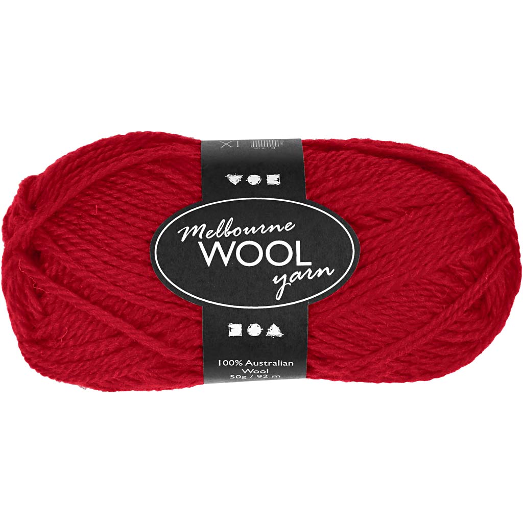 Creativ company hilo de lana melbourne, largo: 92 m, rojo, 50 g 1 ovillo