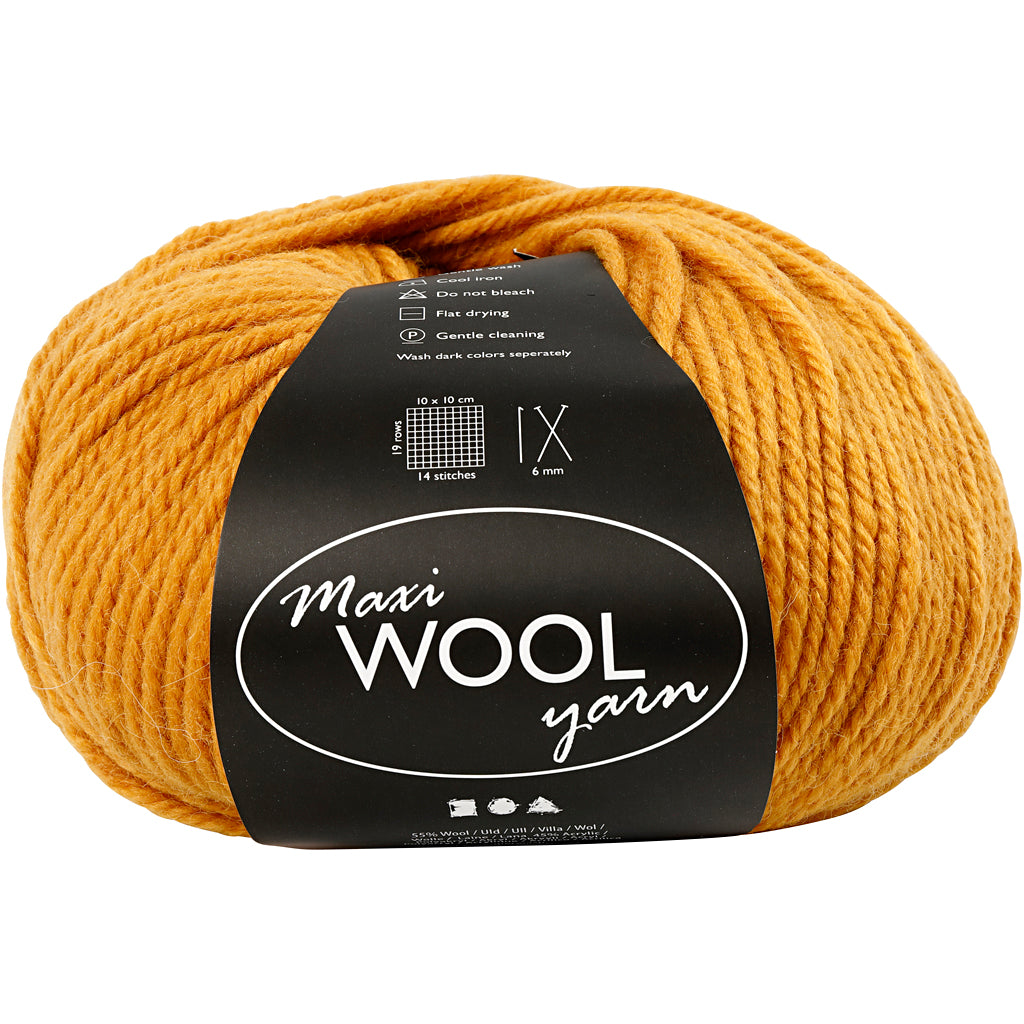 Hilo de lana Creativ company, l: 125 m, amarillo oscuro, 100 g 1 ovillo
