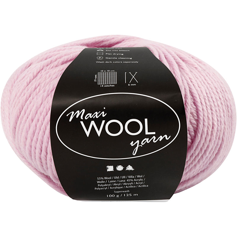 Hilo de lana Creativ company, l: 125 m, rosa suave, 100 g 1 ovillo