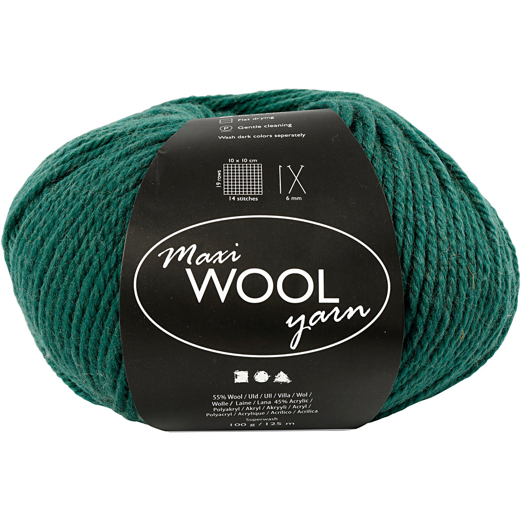 Hilo de lana Creativ company, l: 125 m, verde, 100 gr 1 ovillo