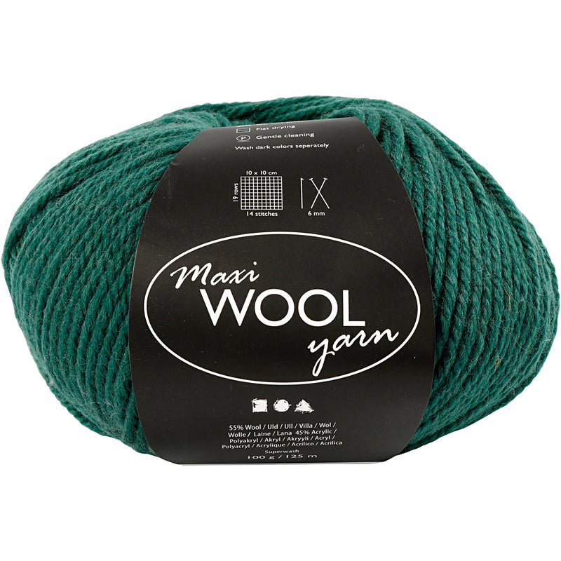 Hilo de lana Creativ company, l: 125 m, verde, 100 gr 1 ovillo