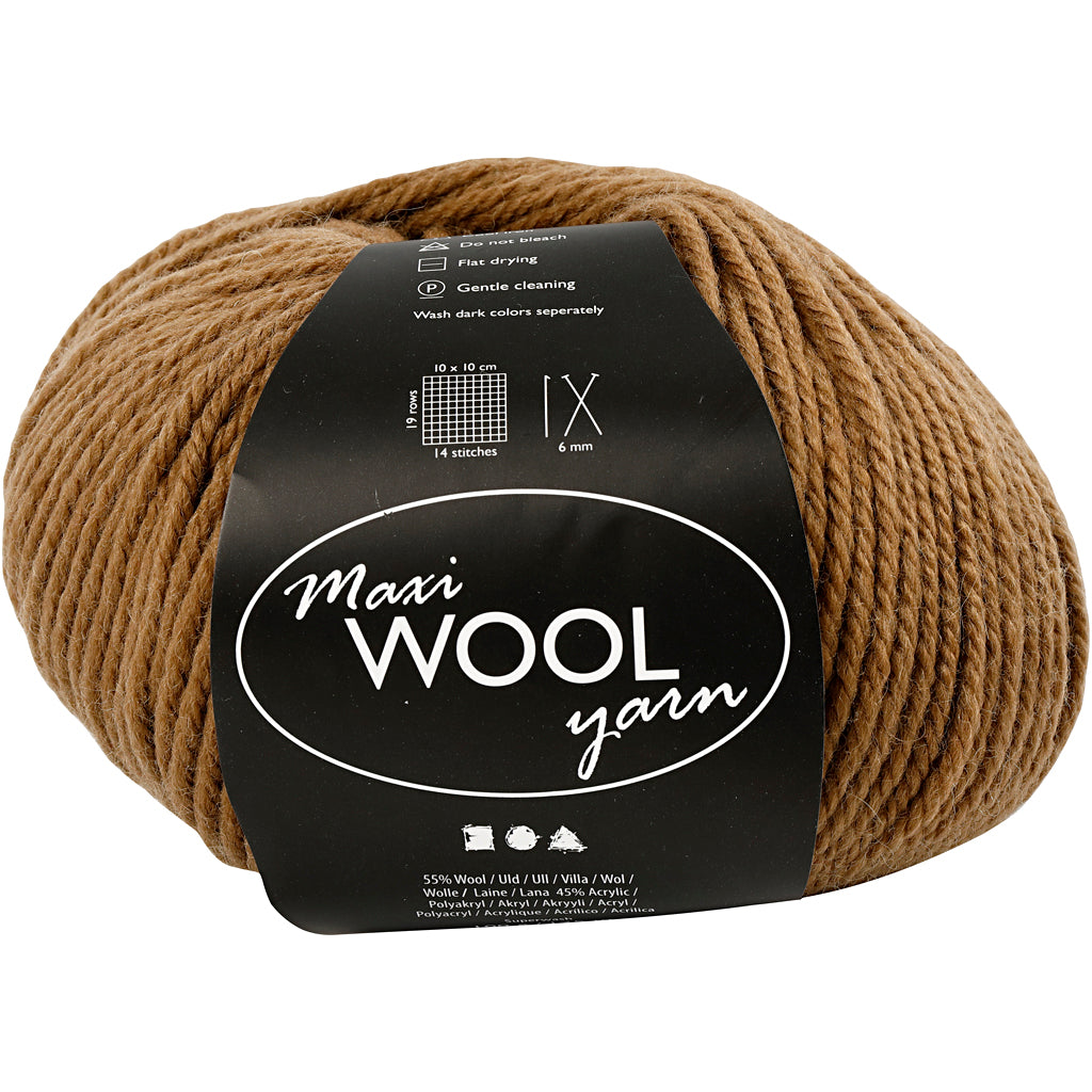 Hilo de lana Creativ company, l: 125 m, marrón claro, 100 g 1 ovillo