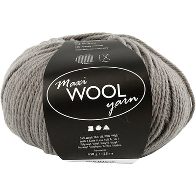 Hilo de lana Creativ company, l: 125 m, gris, 100 gr 1 ovillo
