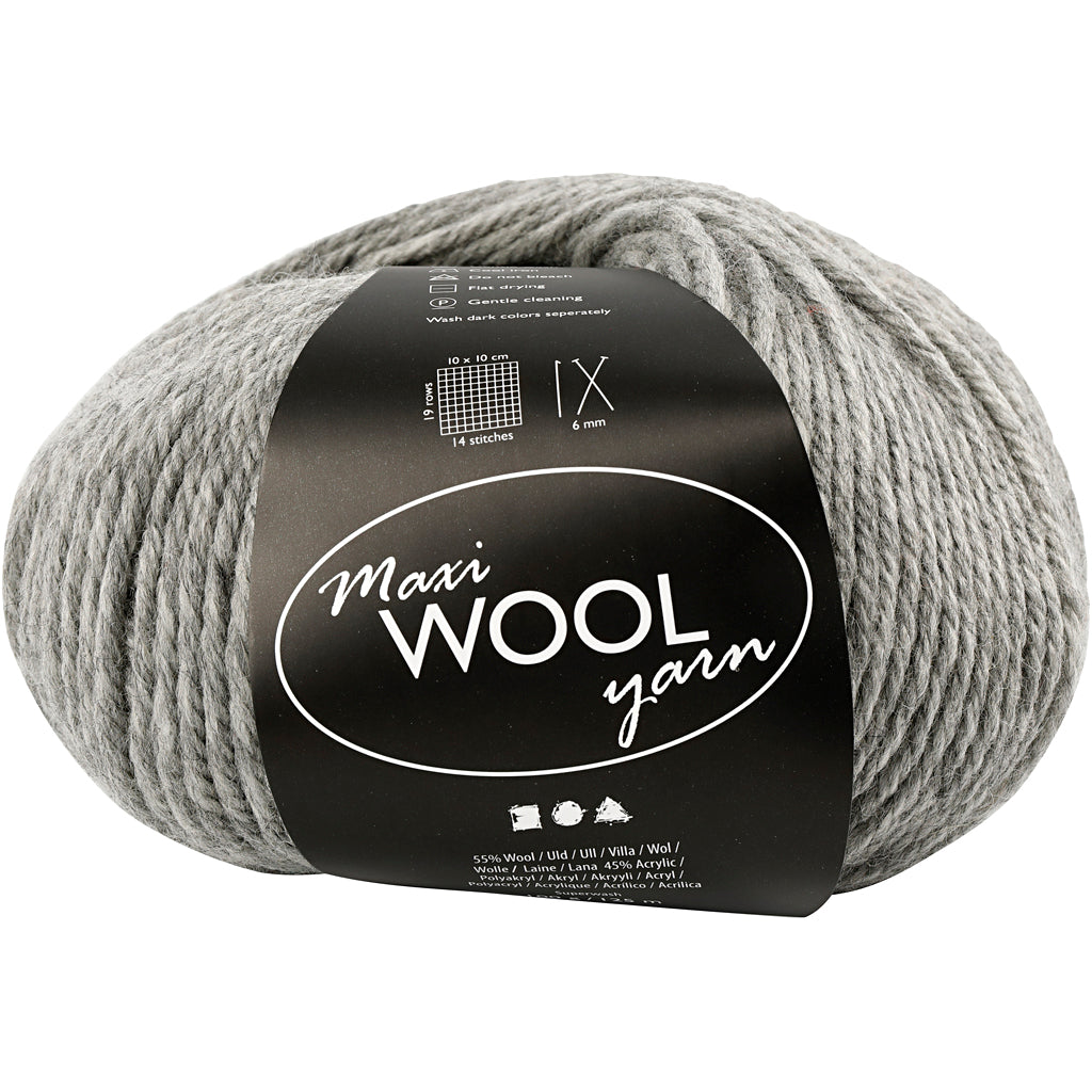 Filato di lana Creative Company, l: 125 m, mix grigio, 100 gr 1 gomitolo