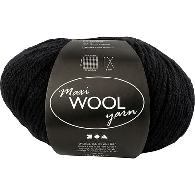 Hilo de lana Creativ company, l: 125 m, negro, 100 g 1 ovillo