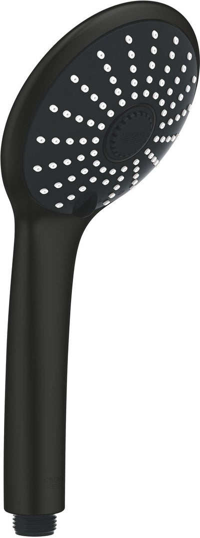 Doccetta Grohe Vitalio Joy 110 - soffione tondo da 110 mm - 3 tipi di getto - nero opaco - facile da installare: adatto a tutti i tubi doccia standard