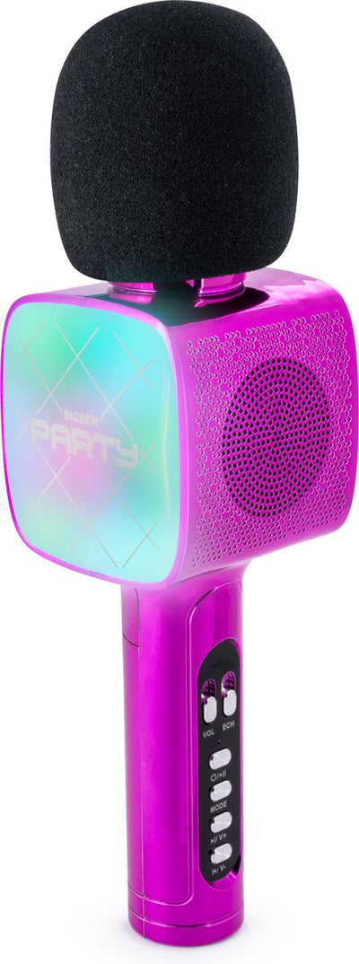 Microfono karaoke per feste Bigben per bambini - con LED + Bluetooth - rosa