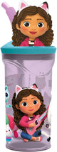 Stor gabby's poppenhuis drinkbeker met rietje – 360 ml – herbruikbaar – met 3d-figuur – bpa-vrij – tumbler voor kinderen vanaf 4 jaar – transparant paars