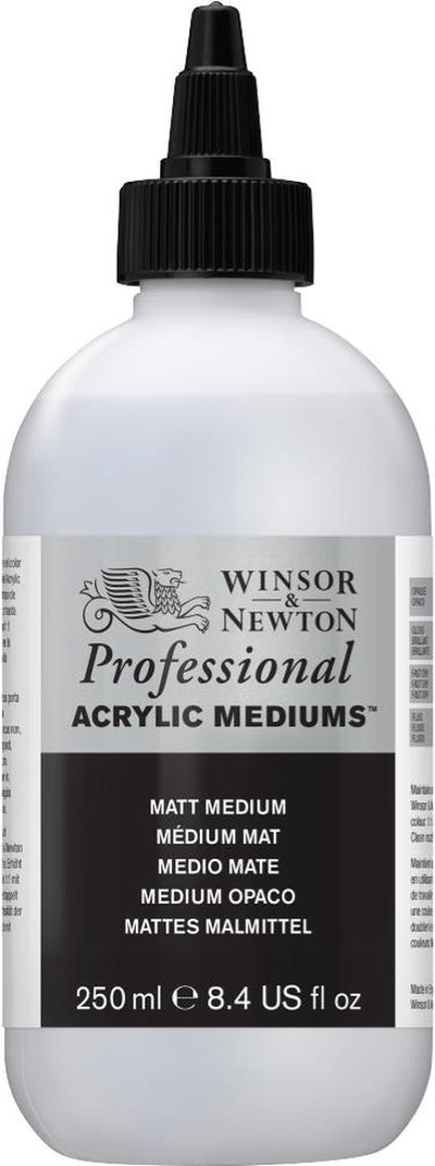 Winsor Newton 3040936 professional acrylic matt medium 250 ml - acrylic medium for matte finish improved flow