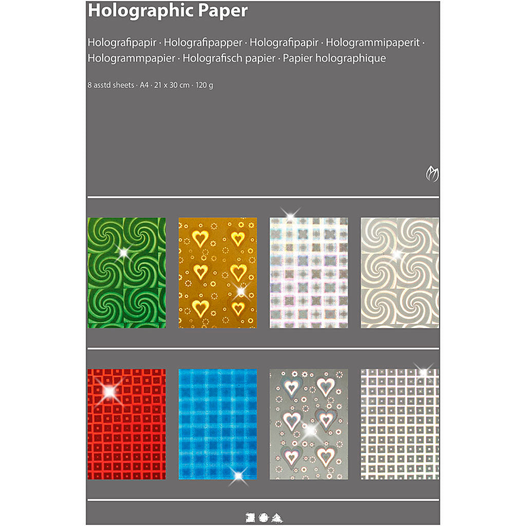 Creative Company Olographic Paper, A4, SEL 210x297 mm, 120 gr, 8 fogli div 1 box