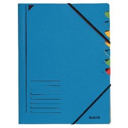 Carpeta clasificadora leitz 320g m2 24,5 x 32cm esquina azul elástica semana de 7 piezas