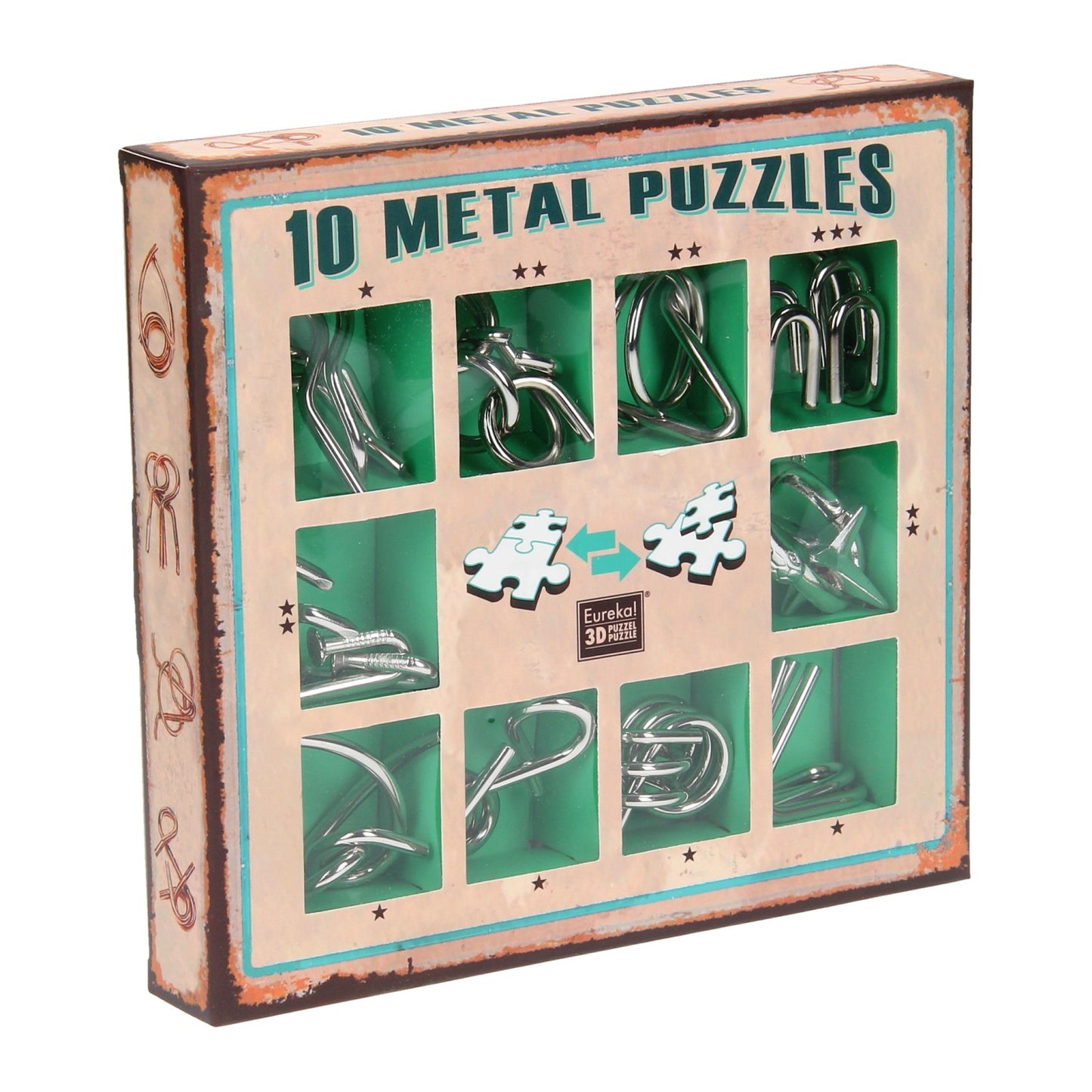 Set di puzzle verde, 10 pezzi.