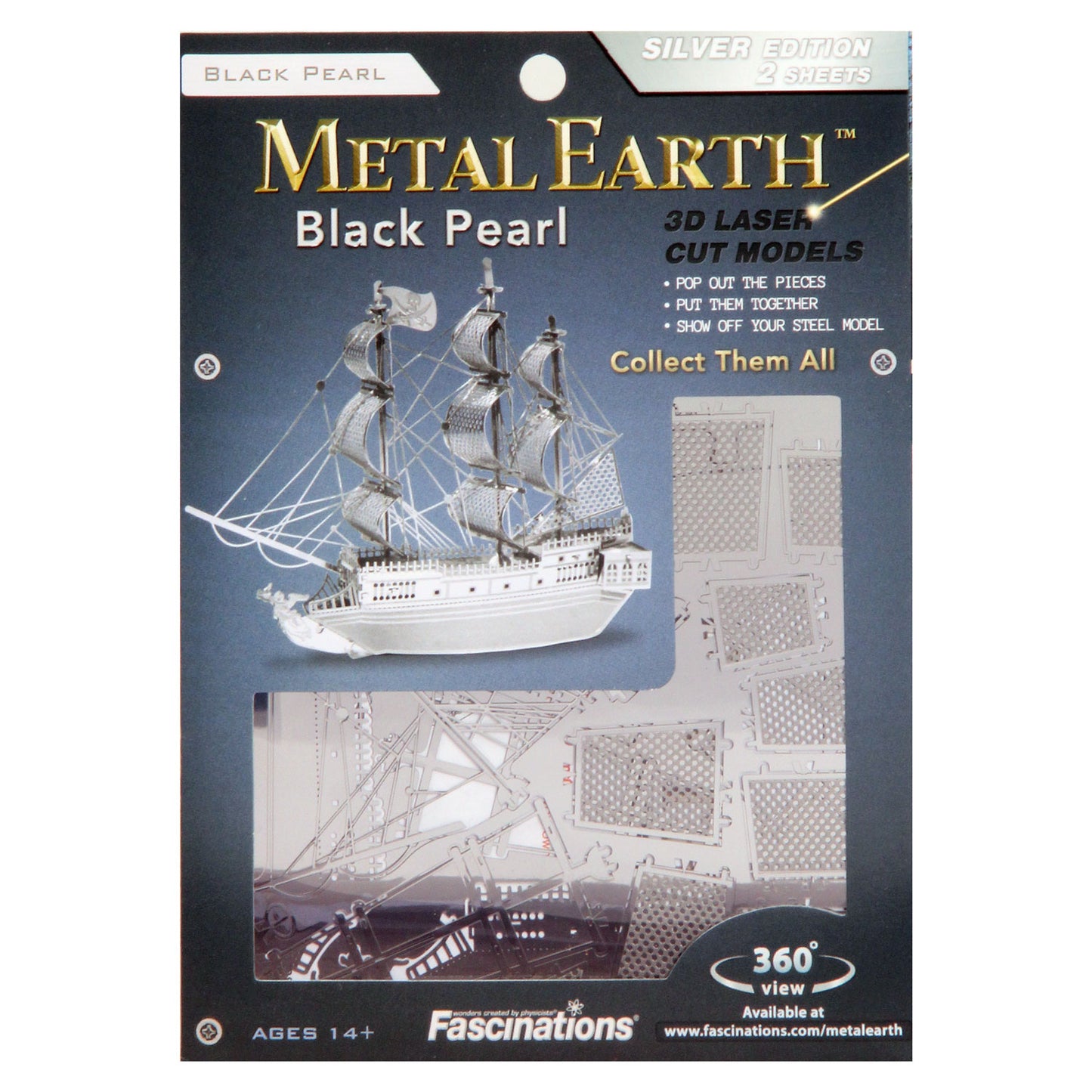 Eureka Metal Earth Pirate Ship Black Pearl Silver Edition