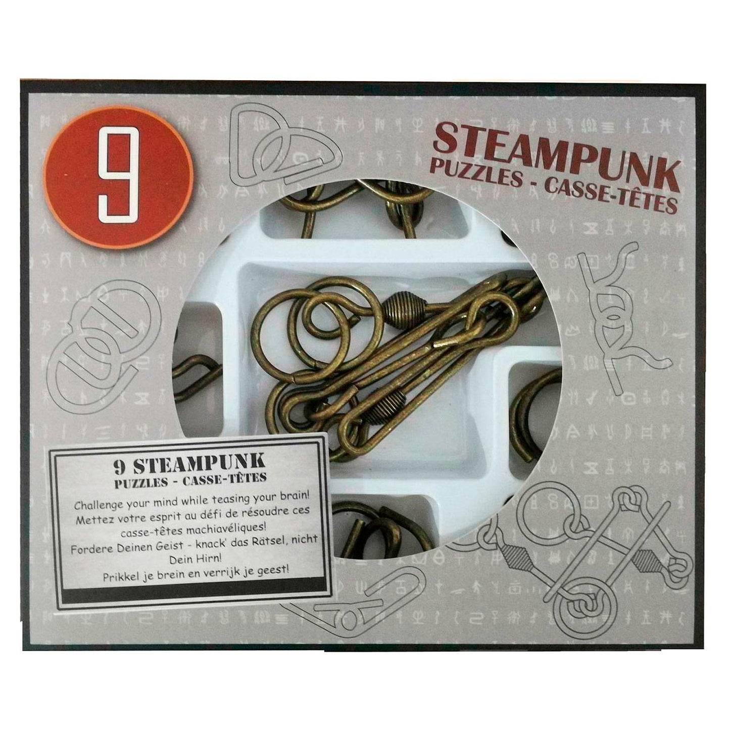 Steampunk Brain puzzle Gray, 9st.