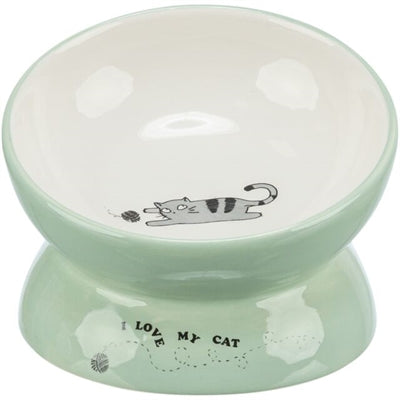 Trixie Food Bowl Beber Bin Cat Cerámico elevado Sabio blanco