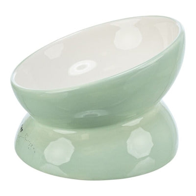 Trixie Food Bowl Beber Bin Cat Cerámico elevado Sabio blanco