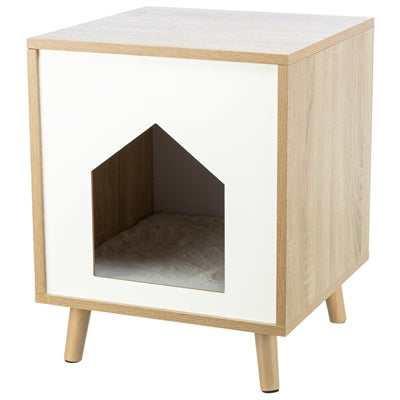 Trixie Cat Basket House Isa Wood Look Light Brown White