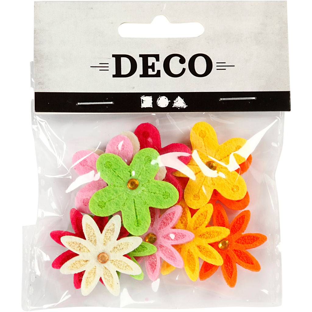 Creativ company fiori in feltro con strass, d 30 mm, spessore 2,5 mm, 12 pezzi 1 scatola
