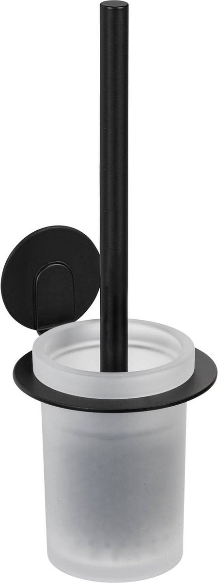 Porta scopino Wenko turbo-loc bivio alluminio nero opaco - scopino con supporto - scopino con supporto - autoadesivo - senza forare