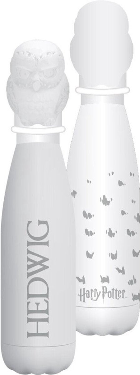Half moon bay harry potter - hedwig - metal drinking bottle with 3D lid - white - 500ml
