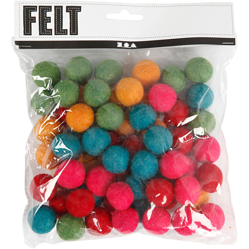 Perline in lana Creative Company, d 20 mm, colori forti, 64 pezzi 1 scatola