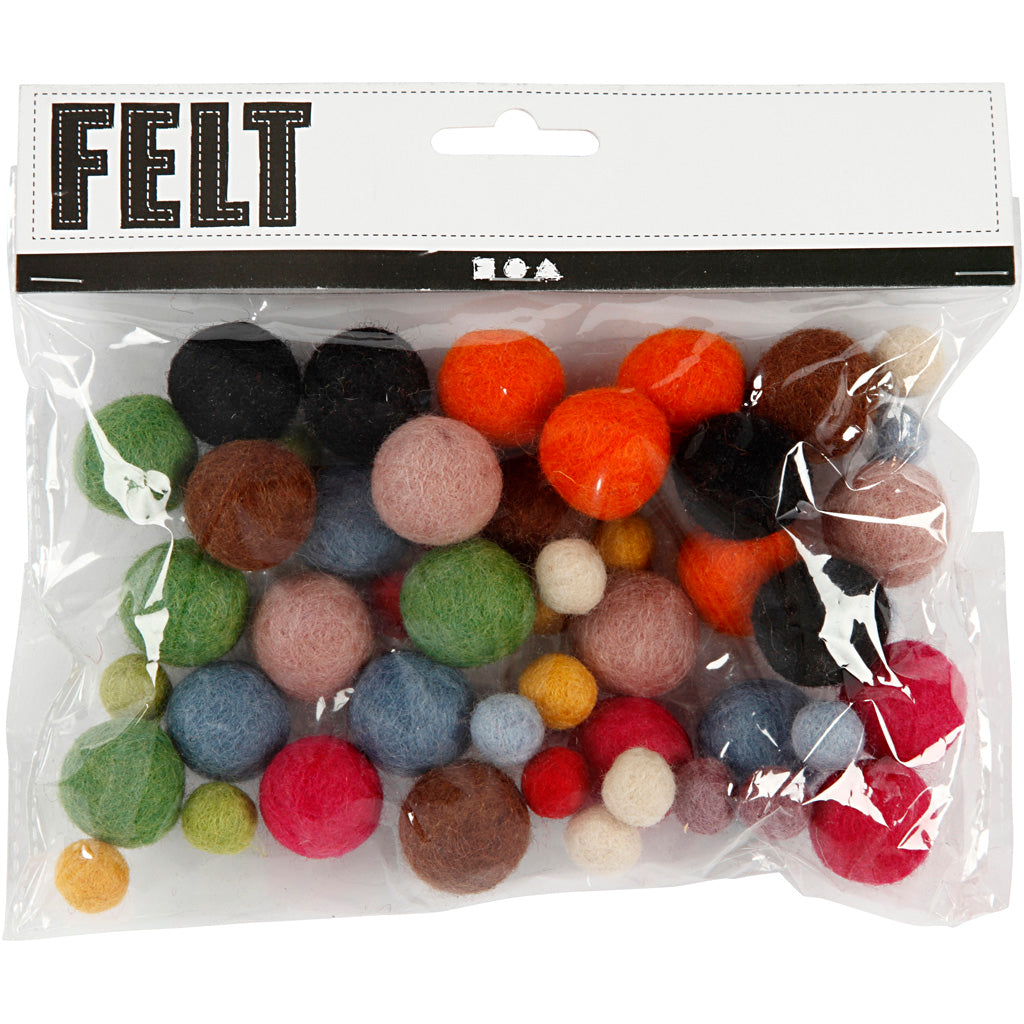 Perline lana Creative Company, d 10+20 mm, vari colori, 52 pezzi, 1 scatola