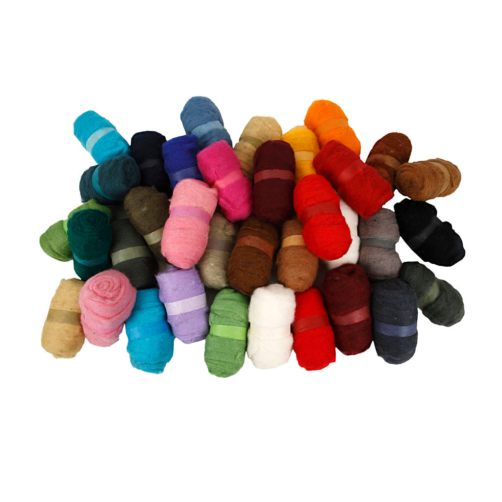 Creativ company carded wool, various colors, 35x100 gr 1 box