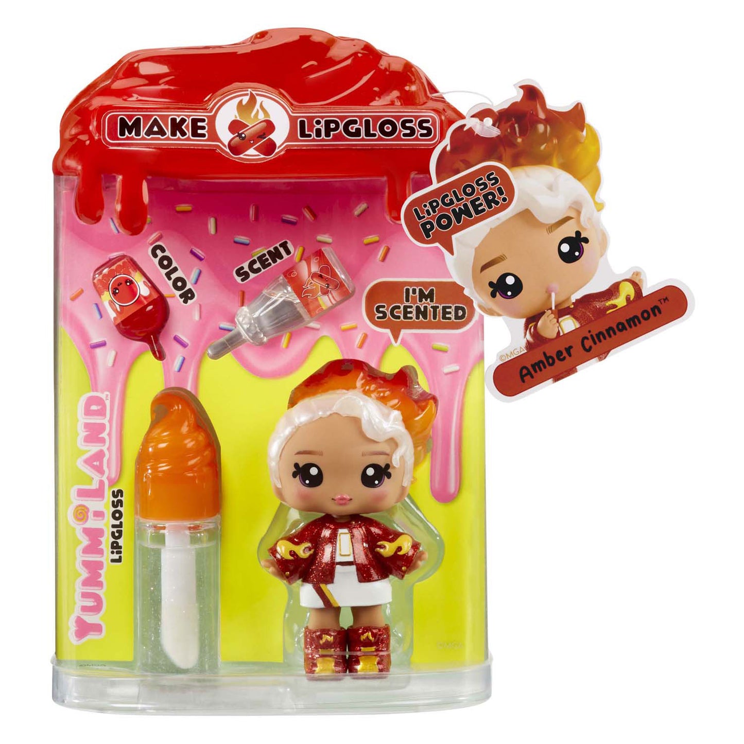 MGA Entertainment Yummiland Pop - Cannella ambrata con set di lucidalabbra